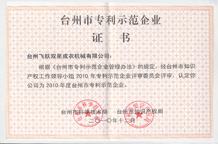 Taizhou Patent Demonstration Enterprise